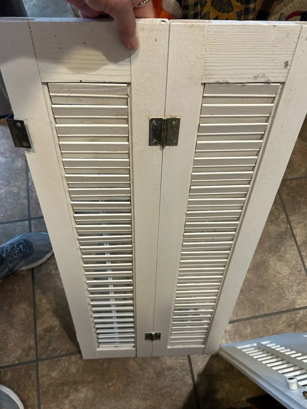 White Louvered Shutter Panel Pair - Home Accents, ea 14”w (28 tog), 31” H.
